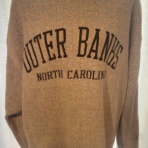 Outer Banks Crewneck Sweater in Taupe with Black Print